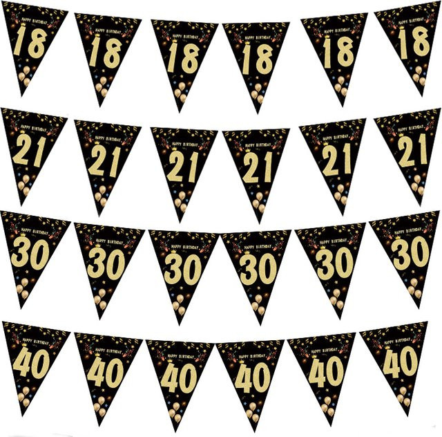 WEIGAO Papierbanner Girlande in Gold und Schwarz für Geburtstagsparty und Jubiläum im Art Deco Stil - Bild 1