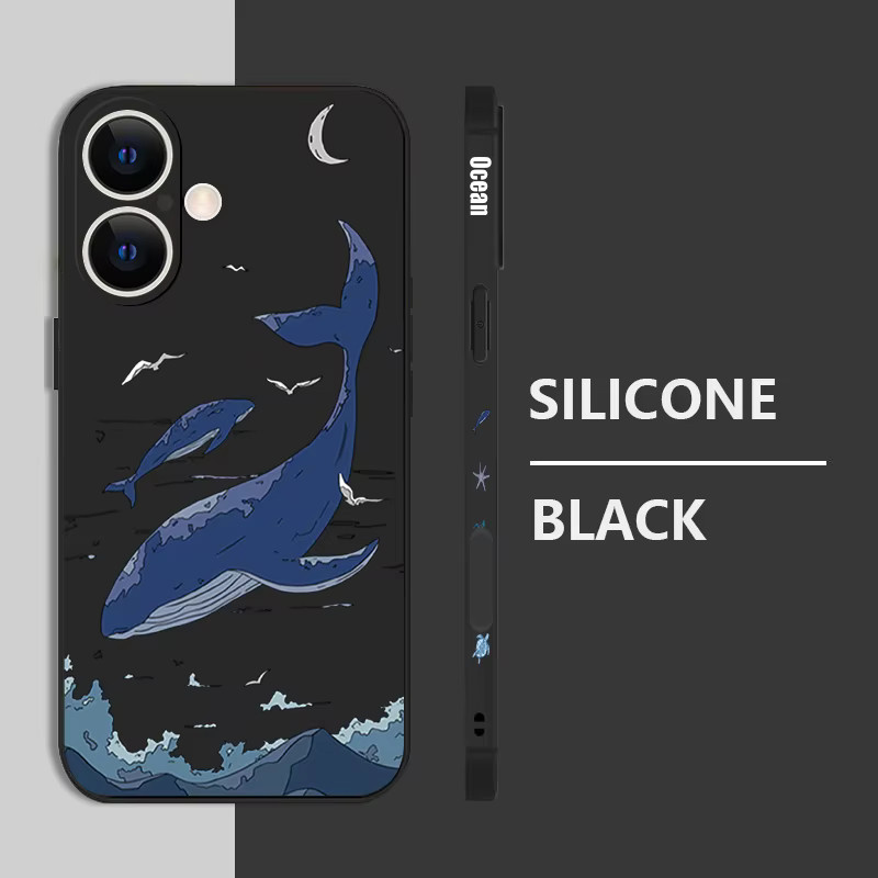 Stoßfeste Silikon Handyhülle mit Ozean-Tier-Design für iPhone 16 15 14 13 Pro Max 12 11 von MOESOE in Purple - Bild 1