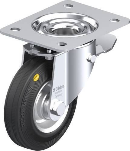 Blickle Lenkrolle LK-RD 125R-3-ST mit Feststeller in Schwarz und Silber, Rad-Durchmesser: 125 mm, Tragfähigkeit: 120 kg - Bild 1