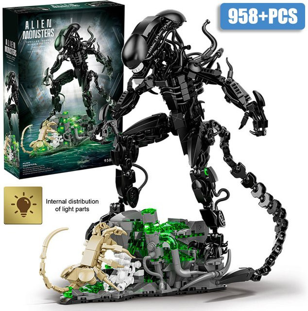 BXA Kreatives MOC Alien Monster Bausteine Set in Schwarz mit Werkzeug für Kinder und Erwachsene - Bild 1