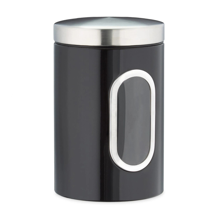 Relaxdays Vorratsdose aus Metall und Kunststoff in Schwarz mit Sichtfenster, B: 17 cm, T: 11 cm - Bild 2