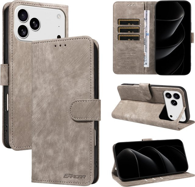 EAACAA TPU-Leder-Handyhülle für Samsung Galaxy A12 A13 A14 A32 A34 Note20 mit Kartensteckplatz und Ständer in Schwarz - Bild 1