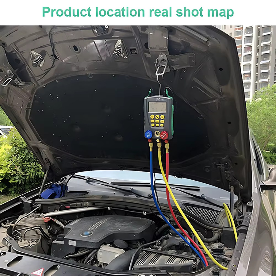 Podofo Digitales Manometer-Set für HVAC-Kältemittel mit Druckprüfer, Vakuum- und Temperaturmessgerät sowie integrierter Kältemitteldatenbank für Klimaanlagen - Bild 6