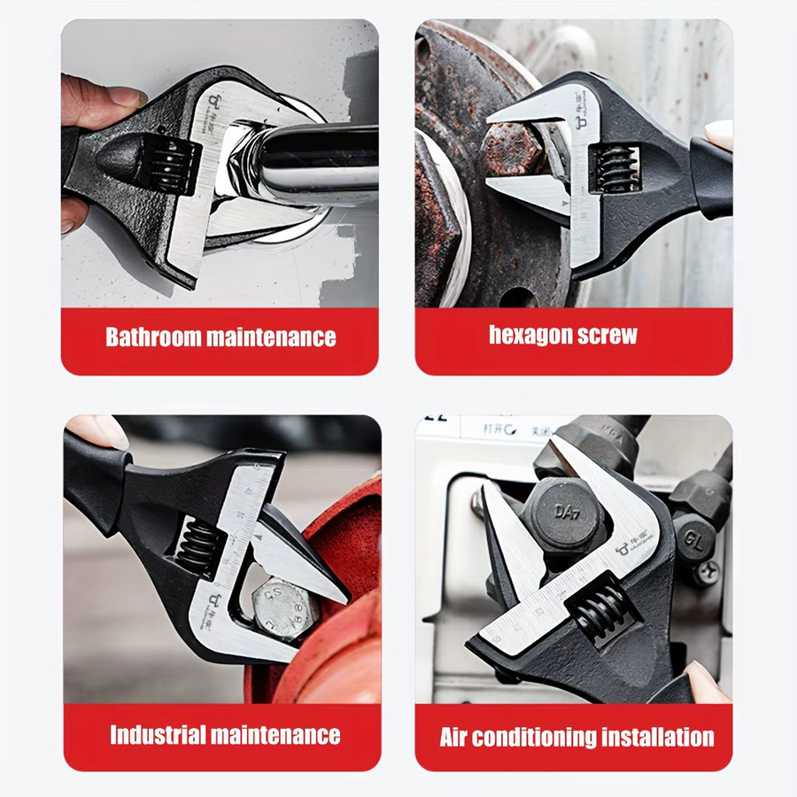 NIUXIANG Verstellbarer Schraubenschlüsselsatz aus Chrom-Vanadium-Stahl mit Soft-Grip, 6 Zoll und 10 Zoll, Metrisch - Bild 5