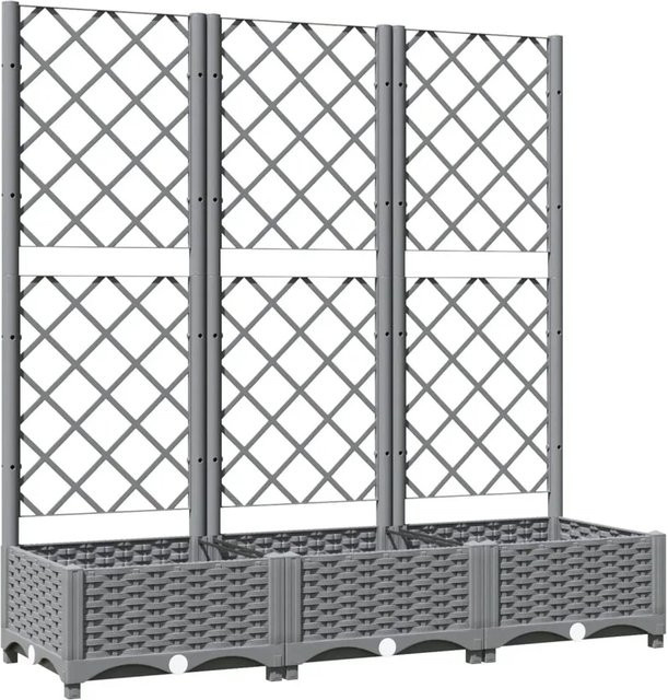 vidaXL Pflanzkübel mit Rankgitter in Hellgrau aus Polypropylen, B/T/H: 120 x 40 x 121,5 cm - Bild 1