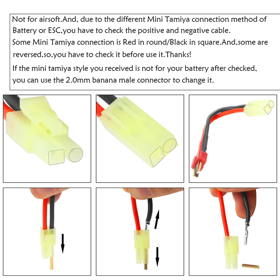 2 Paar Tamiya-Stil Mini-Stecker Adapter Set mit 16 AWG Silikonkabeln, T-Stecker männlich und weiblich für RC ESC und Lipo-Akkus, Länge: 7,97 cm - Bild 2