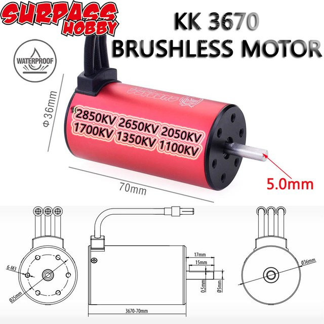 SURPASS HOBBY KK 3670 Wasserdichter bürstenloser Motor, für 1/10 1/8 RC Drift Racing Off-Road - Bild 1