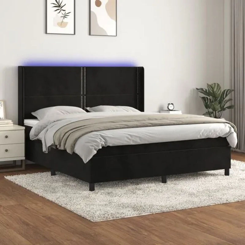 vidaxl Boxspringbett mit Matratze aus Samt in Schwarz B/T/H: 160 x 200 cm - Bild 1