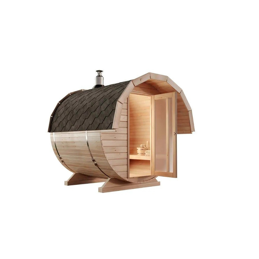 Finntherm Fasssauna Samantha aus Fichte, Naturbelassen, Durchmesser: 215 cm, Tiefe: 240 cm - Bild 2