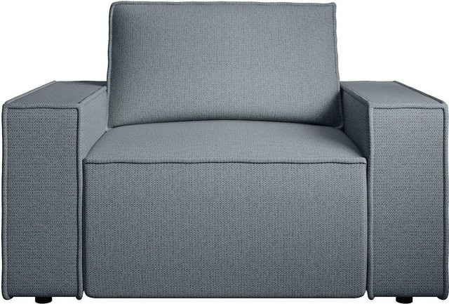 Vente-unique Sessel Amelia mit gerader Rückenlehne in Blau aus Strukturstoff, Breite: 120 cm - Bild 1