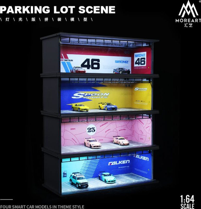 TM MoreArt 1:64 Modellauto Diorama mit LED-Beleuchtung und Malset für Automarken-Anzeigeszenen, mehrfarbig - Bild 1