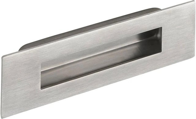 Technik Team Sabik Muschelgriff aus Edelstahl gebürstet in Silber, Einlassmaß: 93 x 28 mm, Gesamtmaß: 120 x 50 mm - Bild 1