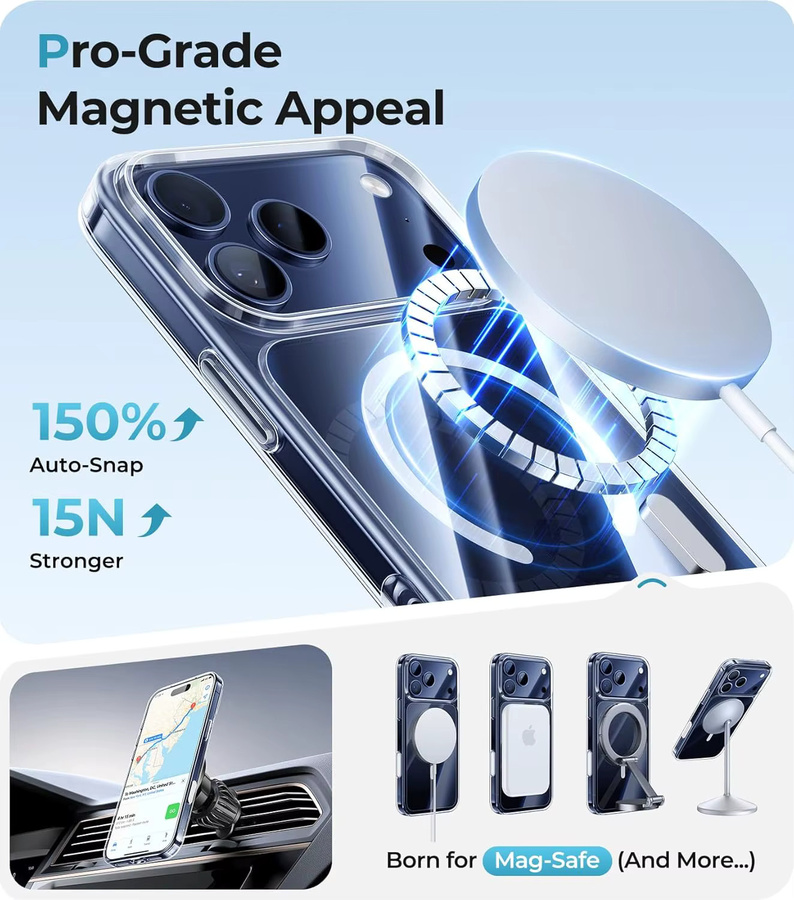 Transparente magnetische Schutzhülle für Apple iPhone kompatibel mit MagSafe und Wireless Charging - Bild 4