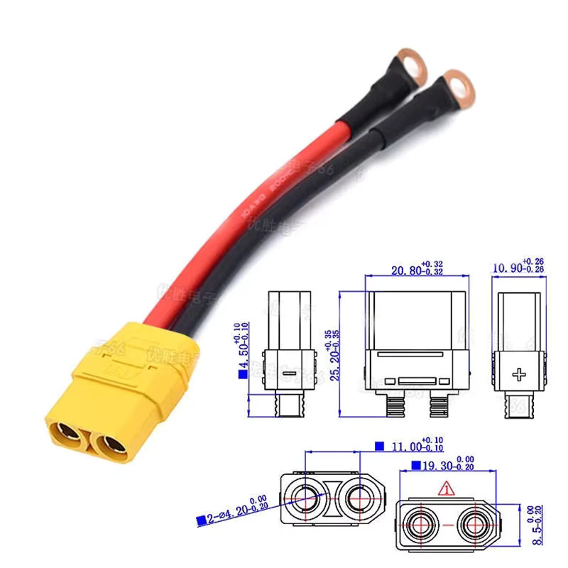 DIVEDEER XT90 Stecker und Buchse auf 6/8 mm Verbindungskabel mit 10 AWG O-Klemmen für Lithium-Batterien in Gelb - Bild 3