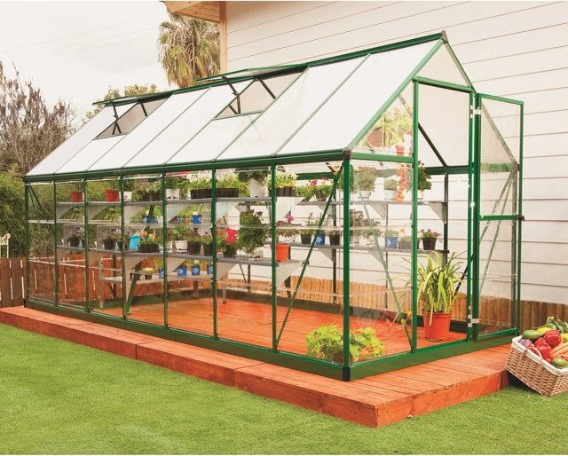 CANOPIA by PALRAM Hybrid Gewächshaus mit Satteldach aus Polycarbonat und Aluminium in Grün mit Fundamentrahmen, 7,9 m² - Bild 1