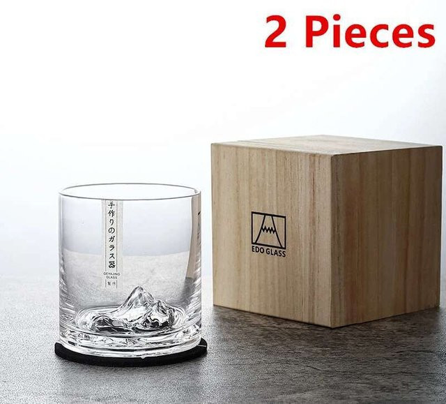 Yiran Furniture Whiskeyglas 3D-Bergspitzenserie aus Kristallglas, transparent, 300 ml - Bild 1