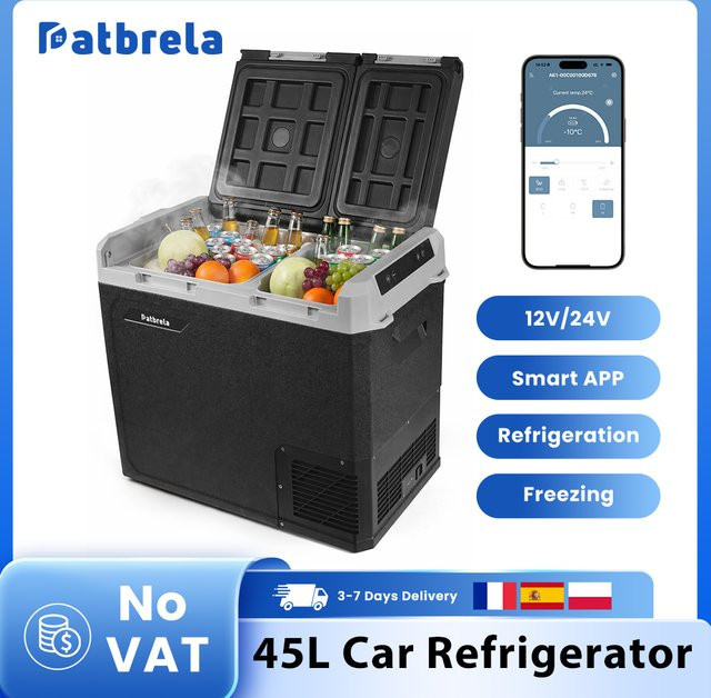 Patbrela Kompressor-Auto-Kühlbox und Gefrierschrank mit App-Steuerung, Schwarz, 20L/40L/45L - Bild 1