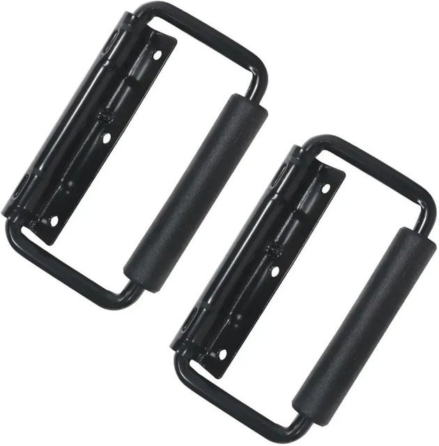 HMF 14991-02 Klappgriff 2er Set gefedert in Schwarz matt aus Stahl mit 3 Löchern, Breite: 13 cm - Bild 1