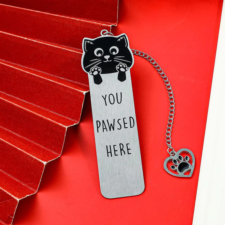 KEANG Katzen-Lesezeichen aus Edelstahl in Schwarz-Weiß - Bild 4