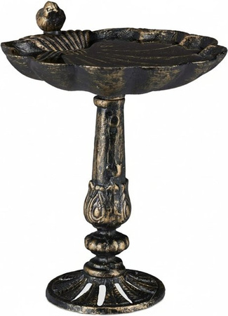 Relaxdays Vogeltränke aus Gusseisen im Muschel-Design, Bronze, B: 24,5 cm, T: 22 cm, H: 18 cm