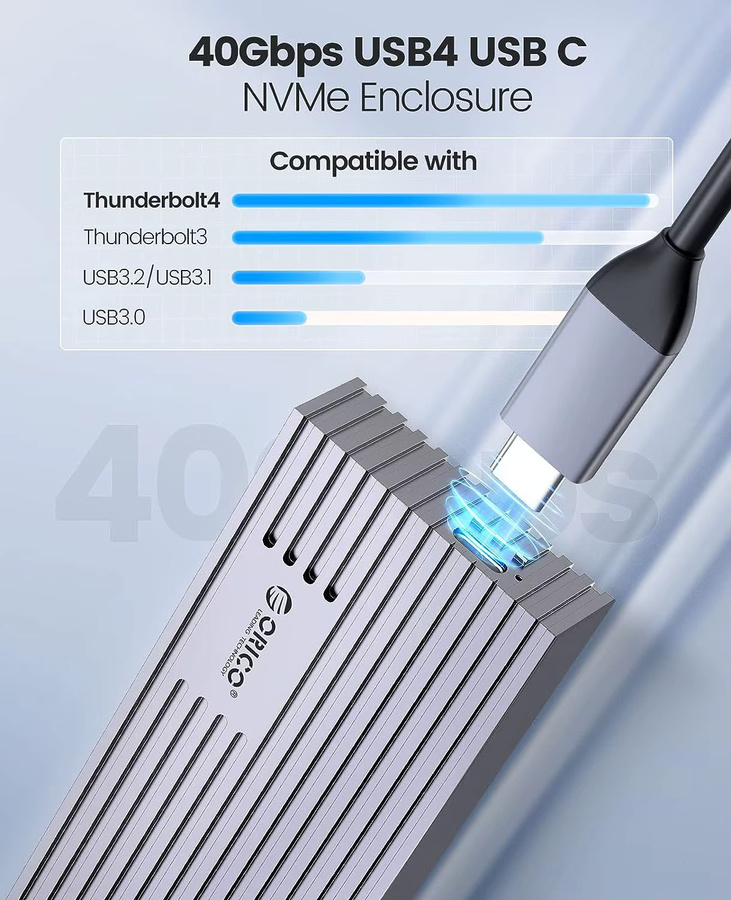 ORICO NVMe M.2 SSD-Gehäuse USB4 40 Gbit/s in Grau, kompatibel mit Thunderbolt 3/4 und USB-C - Bild 5