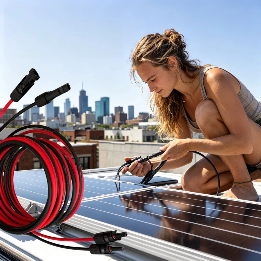 JINGYANGPV Solar-Verlängerungskabel 6mm² 10m Set in Rot und Schwarz mit Paarsteckern für Photovoltaik-Anlagen - Bild 6