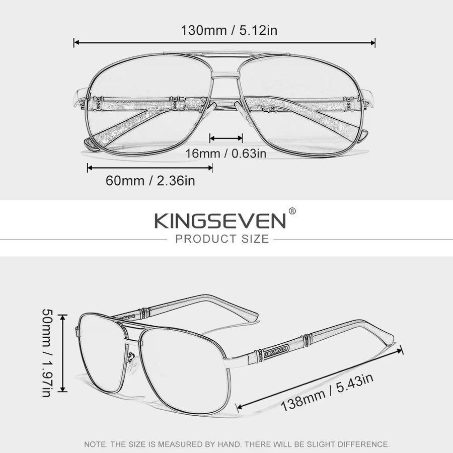 KINGSEVEN Sonnenbrille Rechteck, Vollrand, Schwarz, Unisex, polarisiert - Bild 3
