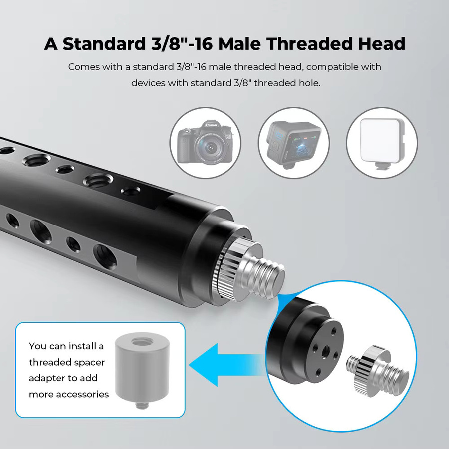 CAMVATE Handheld Kamera Griff Stabilisator mit 3/8 Zoll Gewinde Kopf in Schwarz für Digital Kameras und Camcorder - Bild 3