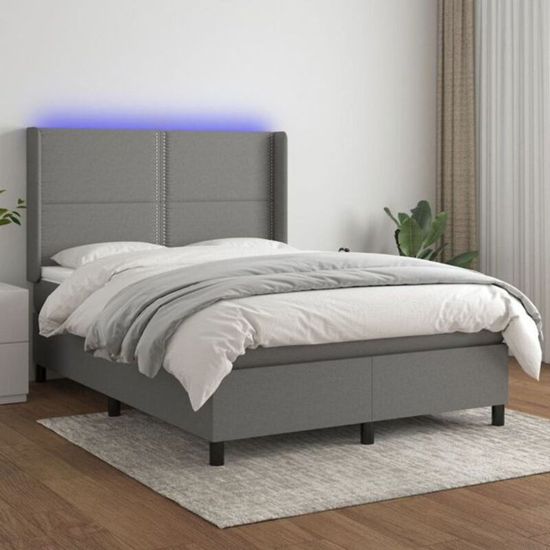 Vidaxl Boxspringbett mit Matratze in Grau und Anthrazit aus Stoff, B/T/H: 140 x 200 cm - Bild 1