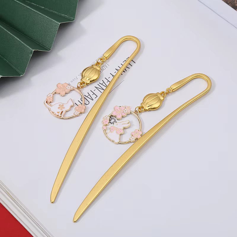 Sakura Cat Creative Art Lesezeichen aus Metall in Gold für Buchliebhaber und Studenten - Bild 2