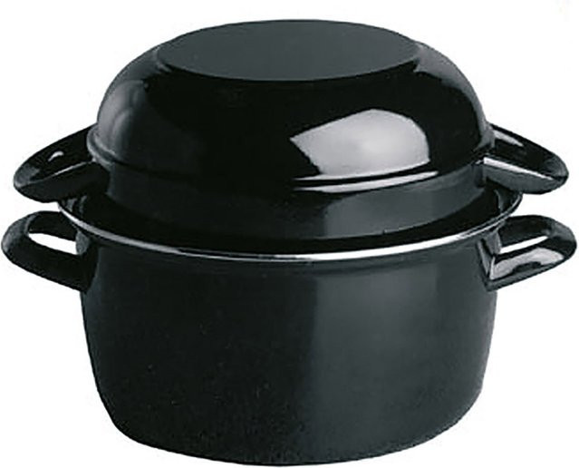 APS Servier-Muscheltopf aus schwarz emailliertem Stahlblech, 2000 ml, Schwarz, B/T/H: 25 x 20 x 17 cm - Bild 1