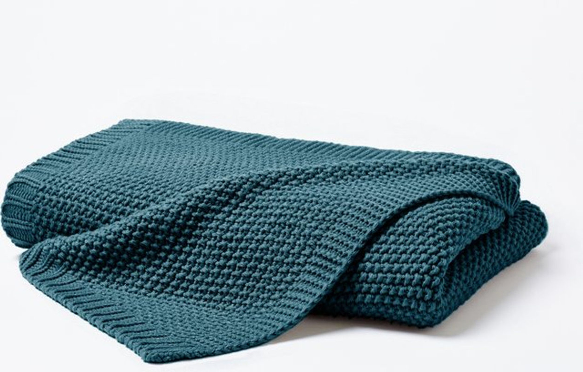 Hahn Primera Strickdecke Kuscheldecke mit Perlmuster in Smaragdgrün B/B: 130 x 170 cm - Bild 2