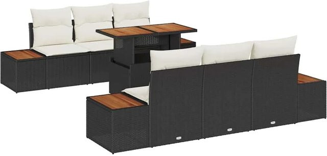 7-teiliges vidaXL Garten-Sofa-Set aus Poly-Rattan mit Speicherfunktion in Schwarz - Bild 1