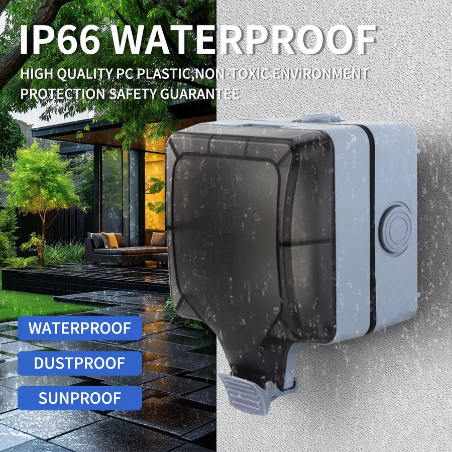 GTRIC Wasserdichter Außenstecker mit Schalter, IP66 staubdicht und wasserdicht, grau - Bild 5