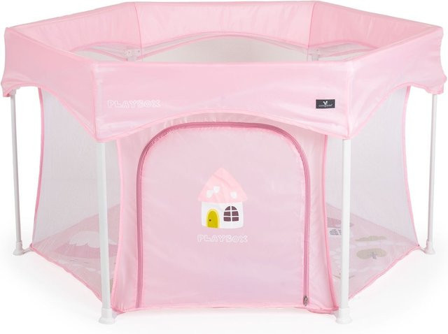 Cangaroo Laufstall Playbox klappbarer Reiselaufstall mit Matratze und Tragetasche in Rosa - Bild 1