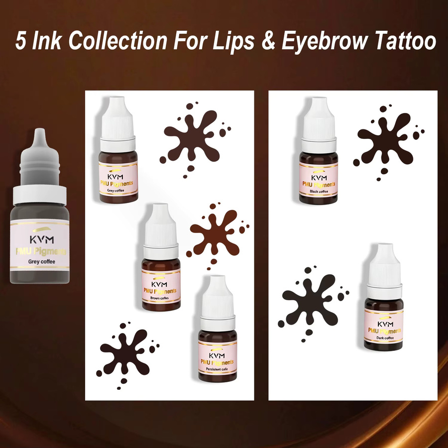 KVM Microblading Tinten, 5/8 Stück, Schwarz, Braun, Grau, Kaffee, Unisex - Bild 4