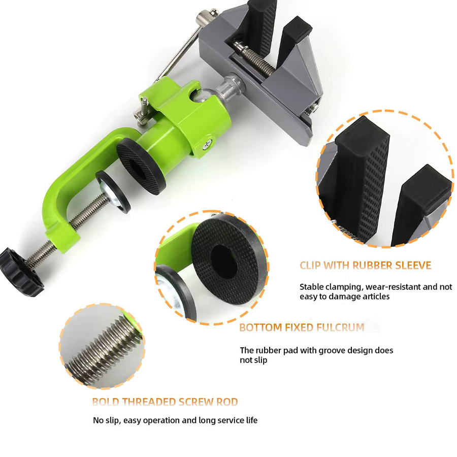 Allsome Universal-Tischschraubstock BG-6267A, 3 Zoll, 360 Grad drehbar und kippbar, Grün - Bild 2