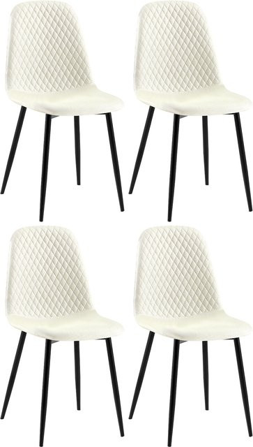 CLP 4er Set Esszimmerstühle Giverny gepolstert in Beige mit Ziernähten und Bodenschonern - Bild 1