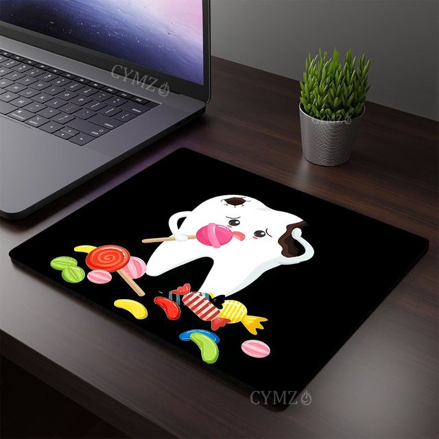 Mairuige Mauspad mit Zahn-Muster-Design in Schwarz, rutschfeste Schreibtischunterlage mit genähter Kante für Büro und Gaming - Bild 1