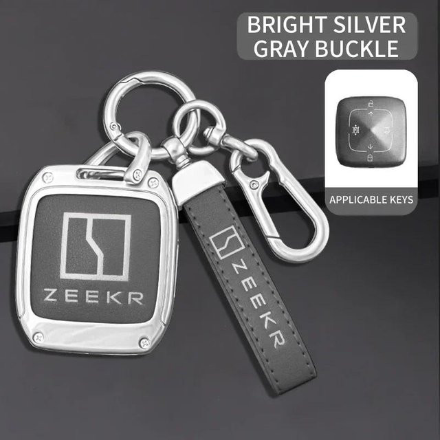 Schlüsselhülle aus Zinklegierung und Leder für ZEEKR 001 mit NFC-Unterstützung, Farbe: Silber Grau - Bild 1