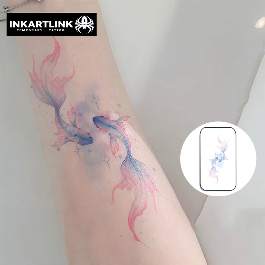 INKARTLINK Temporäre Tattoo Aufkleber, Fisch, Unisex, Wasserdicht - Bild 2