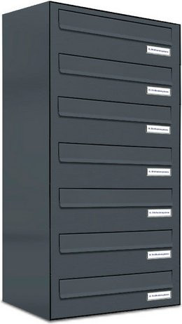 AL Briefkasten-System für 7 Parteien mit Zaundurchwurf, grau, B/H/T: 153,328 x 80,5 x 27,5 cm - Bild 1