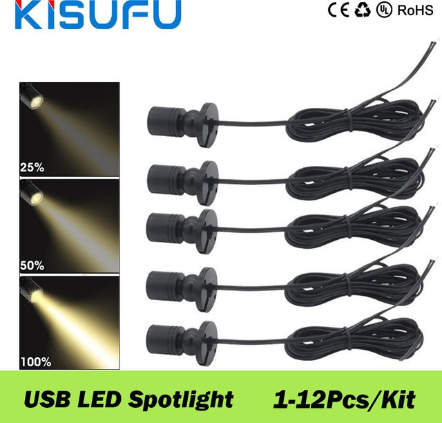 KISUFU Dimmbarer USB-Mini-LED-Strahler mit RGB-Farben für Schrankbeleuchtung und Möbeldeko - Bild 1