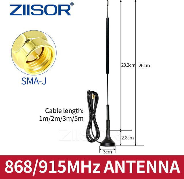 ZIISOR Meshtastic LoRa-Antenne 868 MHz 915 MHz 923 MHz mit RP-SMA-Stecker in Schwarz - Bild 1