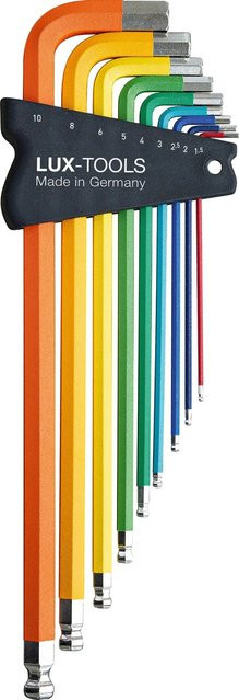 LUX-TOOLS 9-teiliges Hex-Stiftschlüssel-Set aus Chrom-Vanadium-Stahl in Mehrfarben - Bild 1