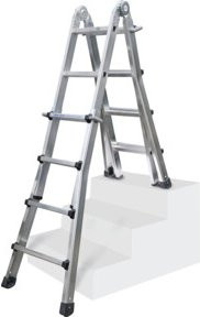 Iller Leiter Teleskopleiter Levelmaster 4x6 St. 64206 aus Stahl in Silber - Bild 1