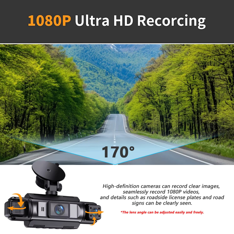 Etymoofox 4-Kanal WLAN-Dashcam mit 360 Grad Kamera, Nachtsicht und 24 Stunden Parkmonitor, Black Box Videorecorder für dein Auto, Schwarz - Bild 2