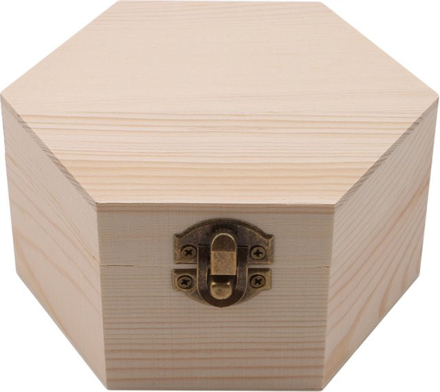 DIY Schmuckdisplay aus Holz in Sechseckform, beige Geschenkbox für Hochzeiten und Schmuckpräsentation - Bild 1