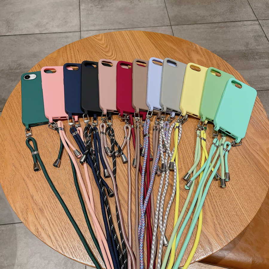Apple Crossbody-Lanyard-Schutzhülle aus flüssigem Silikon für iPhone 17E 17 16 15 14 Pro Max, mattiert und stoßfest, Farbe: Blau - Bild 2