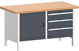 Kastenwerkbank KW-1578-2.3 mit Holzplatte in Grau/Anthrazit, B/T/H: 120 x 75 x 84 cm - Bild 1